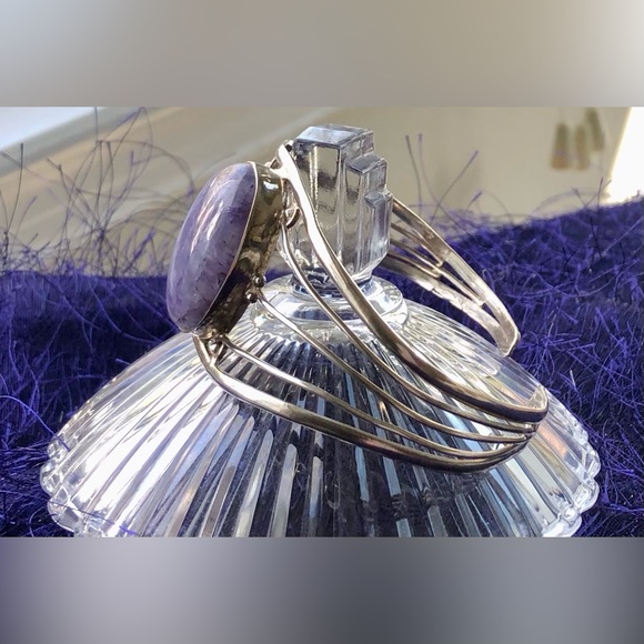 💜Sterling Silver Handcrafted Charoite Cuff Bracelet - Picture 4 of 13